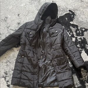 Women's Lucky Brand Black Quilted Hooded Jacket